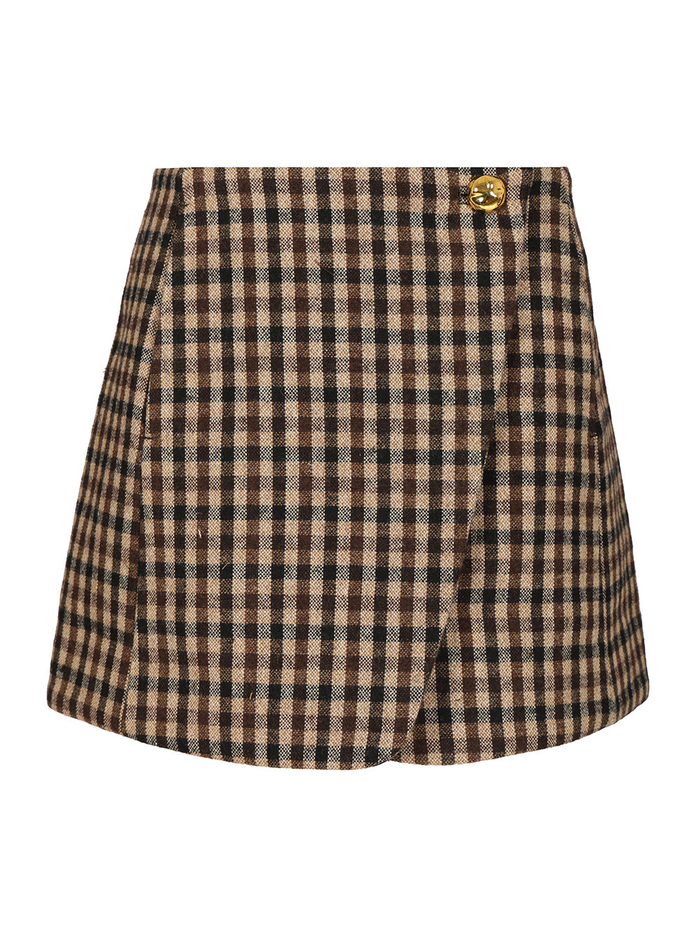 Ganni Checked Wool Mini Skirt Skirts - Brown | c6607b6f58f198a981372a87ccc238164b770736