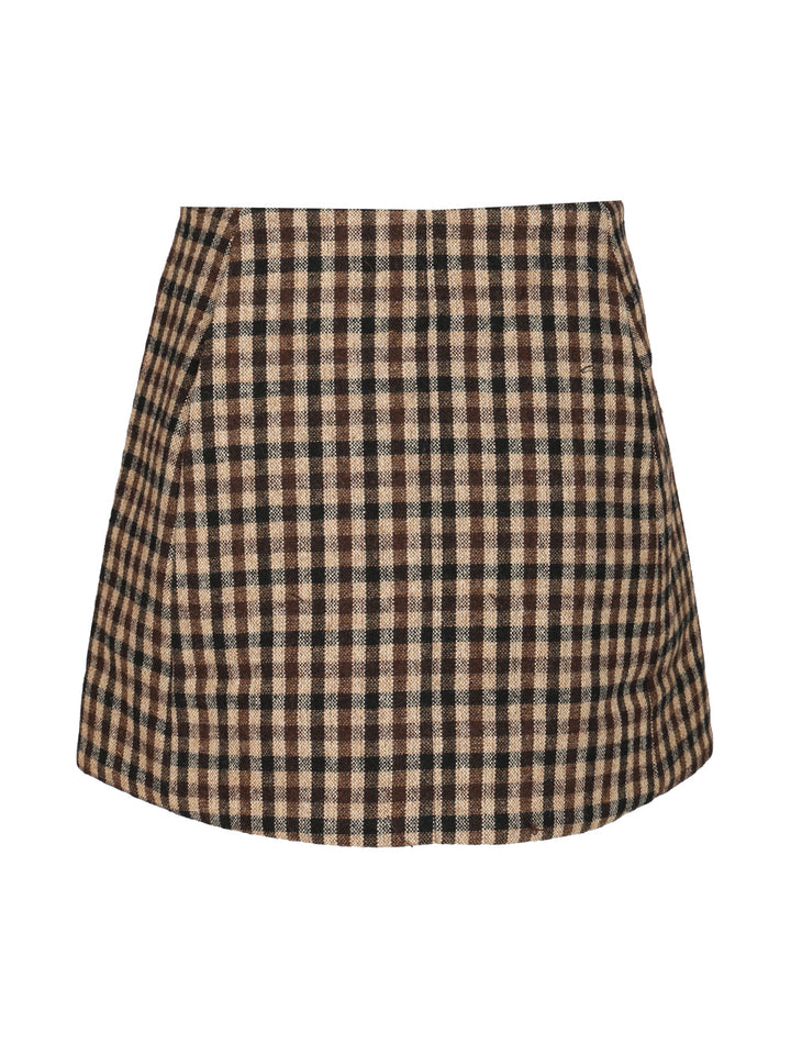 Ganni Checked Wool Mini Skirt Skirts - Brown | a3b14200d3423266579ae747f29e127246a5c353