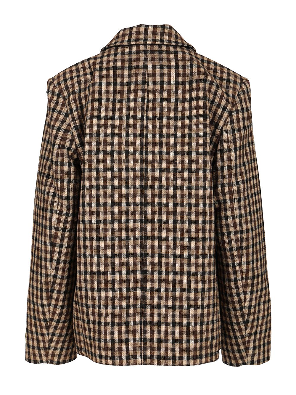 Ganni Checked Wool Blazer Jackets - Brown | e7936fa25e365eef4ac495827f0d317354ef0cc3