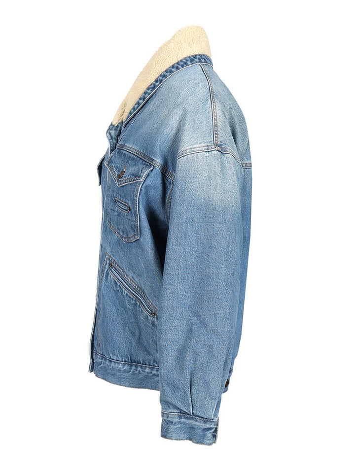 Isabel Marant Pimia Denim And Faux Fur Jacket Jackets - Blue | fc75d636069821f7f93bc90494e10b20ae84b371