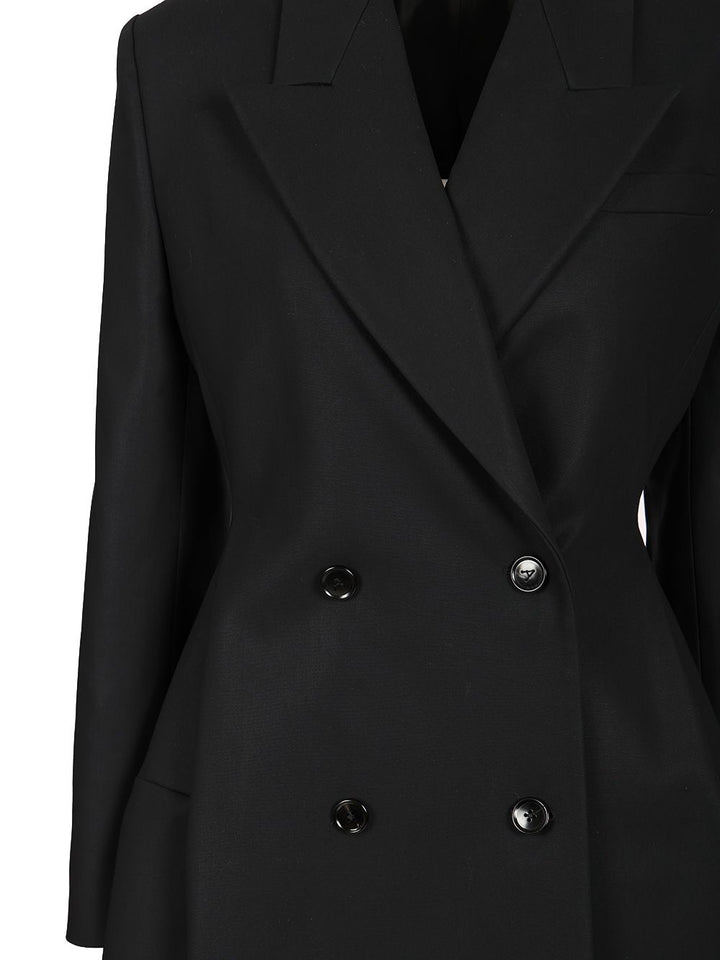 AlaÏA Double-Breasted Rounded Coat Coats - Blue | 3ea174c391cb6644be818a037be9bfe4ce00f0ea