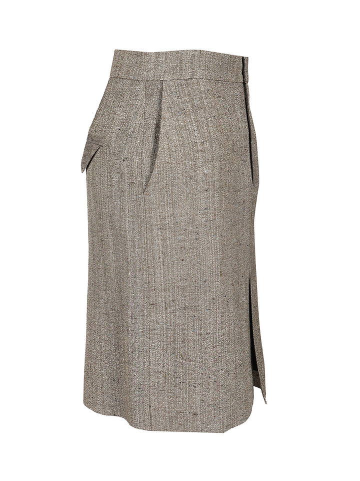 Bottega Veneta Midi Skirt In Viscose And Silk Skirts - Grey | 9cfbd337cb71388edcb71cad3fa7a5b1fb90f7fa