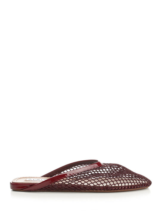 Mesh Flat Mule Scarpe Basse Bordeaux