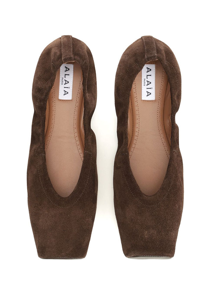 AlaÏA Square-Toe Flat Ballerinas Scarpe basse - Brown | 42cc0c1629cc3a8858a00f6a26baeef611403bb6