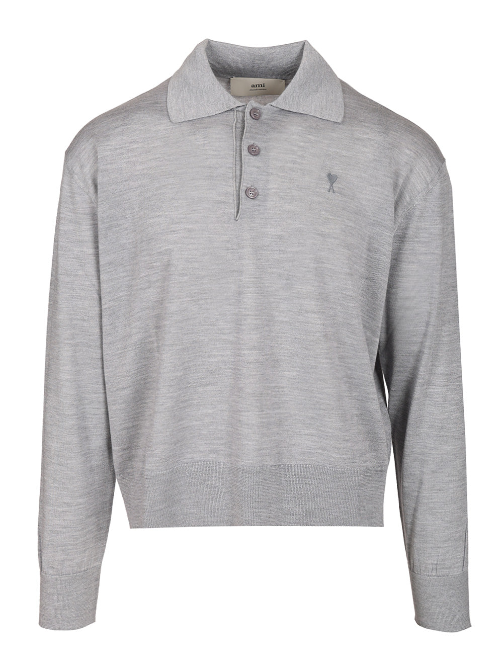 Ami Ami De Coeur Polo Shirt Knitwear - Grey | 38d42e855d80ea3383b42d09edb3decb6d9832d6