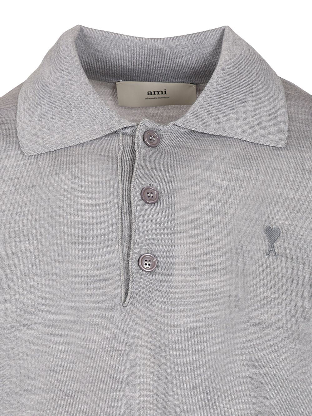 Ami Ami De Coeur Polo Shirt Knitwear - Grey | ef63015ef2655bbe99b140be9bdb9c9163e9bce9