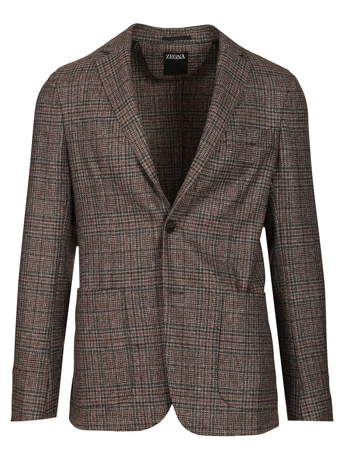 Ermenegildo Zegna Prince Of Wales Wool Jacket Jackets - Brown | 33f9437021577d88c430629f2ed1a6fb547146c2
