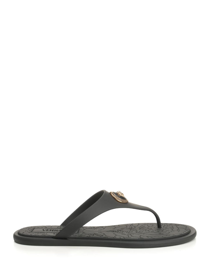 Versace Rubber Slides Sandals - Black | 2f74d87bc0cebeae45bf78a1c5e56068266cae85