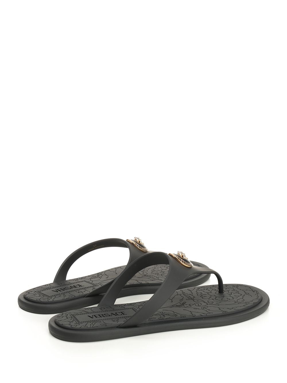 Versace Rubber Slides Sandals - Black | a6cb4e21ed425e4d71726b461f83e2e3e6837824