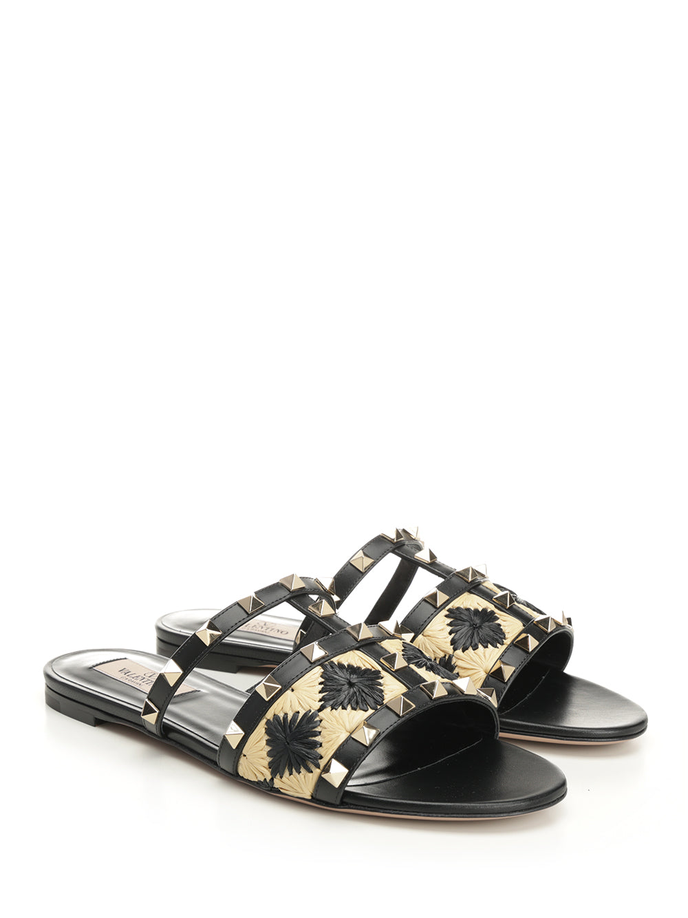 Valentino Garavani Raffia And Leather Sandal Sandals - Black | ab69e63385d3b81d5bc581aeb145958e46f72a7e
