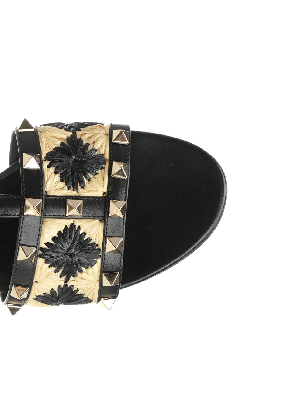 Valentino Garavani Raffia And Leather Sandal Sandals - Black | cadc010c353e5f363c07009c0cbd1ac50ddae7cf