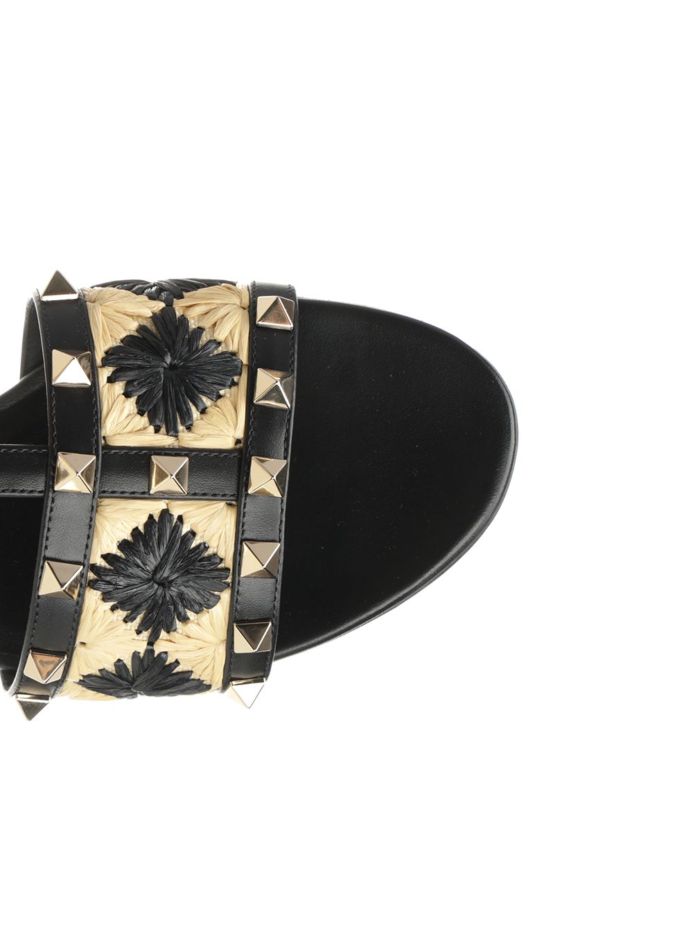 Valentino Garavani Raffia And Leather Sandal Sandals - Black | 71b9c3ed82b0fef96f101cfde8cb28a1dd94c0f5
