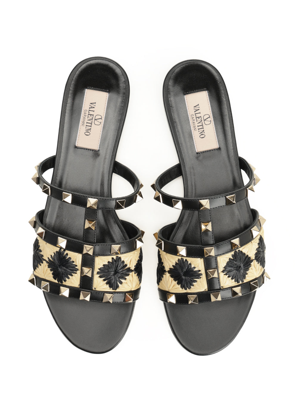 Valentino Garavani Raffia And Leather Sandal Sandals - Black | e3e7f9698dd3681d22676e7411805f0291bef9c9