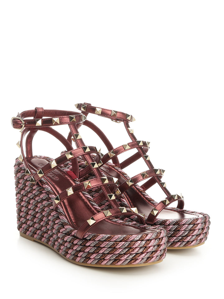 Valentino Garavani Metallic Calfskin Wedge Sandals - Violet | 58045786108d6334bb8a630ef79d19fb3fda461e