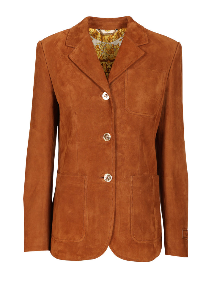Versace Suede Jacket Jackets - Brown | f1a8750acb6f215f7125587a843d222eac5813d5