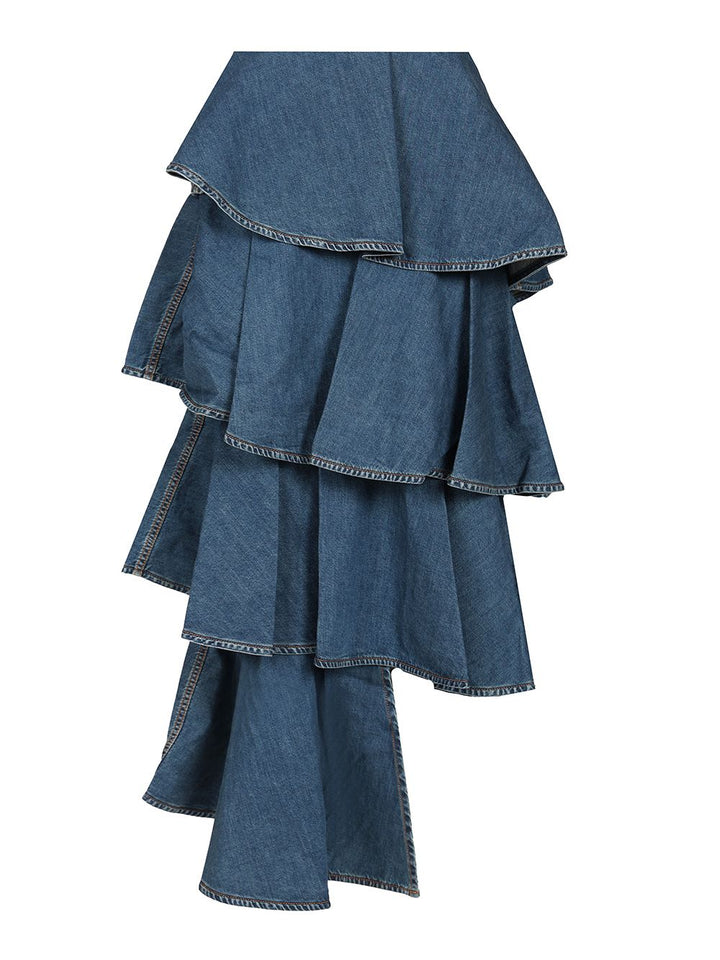 AlaÏA Asymmetric Spiral Skirt Skirts - Blue | c716718a061abbff8edd4039c36c20afaa780f9e