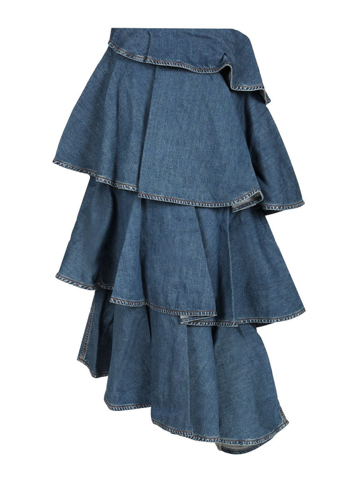 AlaÏA Asymmetric Spiral Skirt Skirts - Blue | 150a3703a2323b5de4ef2e8d03ff3eda7a79bda4