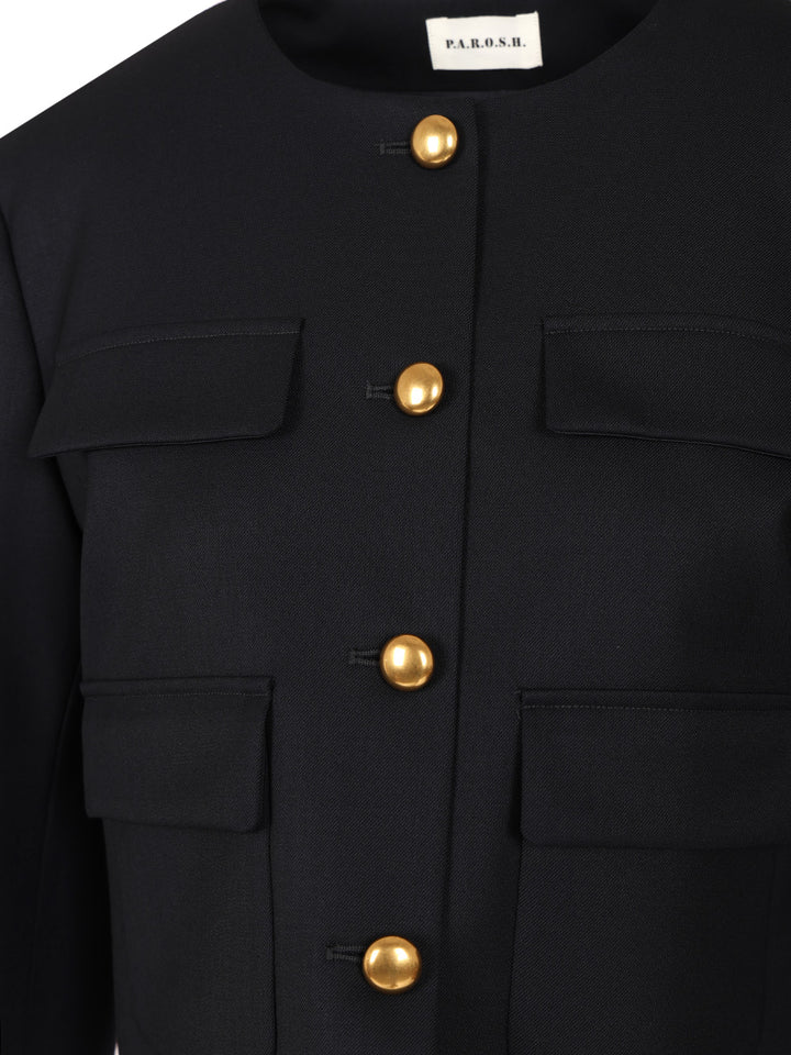 P.A.R.O.S.H. Gabardine Jacket Jackets - Blue | 9ac56b764cbd07cdd5382c64834219f7fd9b9c27