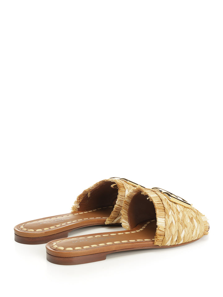 Dolce & Gabbana Raffia Slipper Sandals - Beige | cdf625fc9fb5e14f5c52e9f87d0b167ec98c1204
