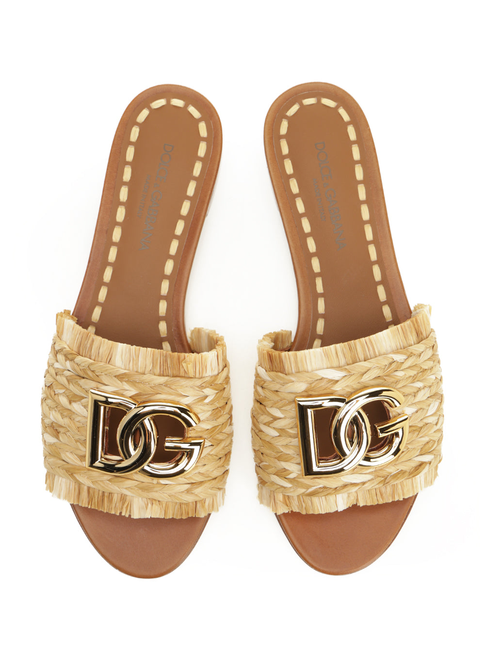 Dolce & Gabbana Raffia Slipper Sandals - Beige | 4eceffafedc35e92fac2f170e15857819746ff6e