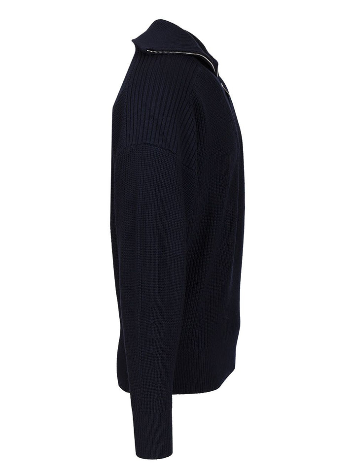 Marant Benny Zip-Up Turtleneck Sweater Polo shirt - Blue | a39a06a821131aaa2bb4f6d56b86f5be7ca37fef