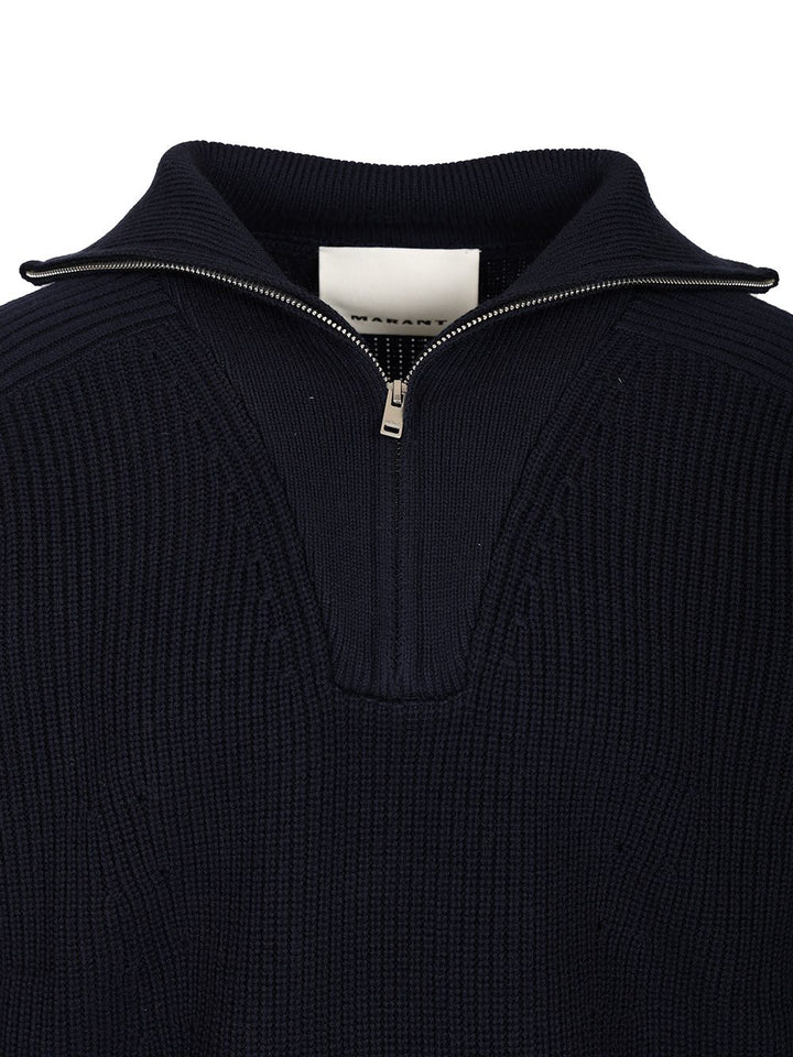 Marant Benny Zip-Up Turtleneck Sweater Polo shirt - Blue | 1852db8bf6e365aad3706d6fdb9afd36aac2a264