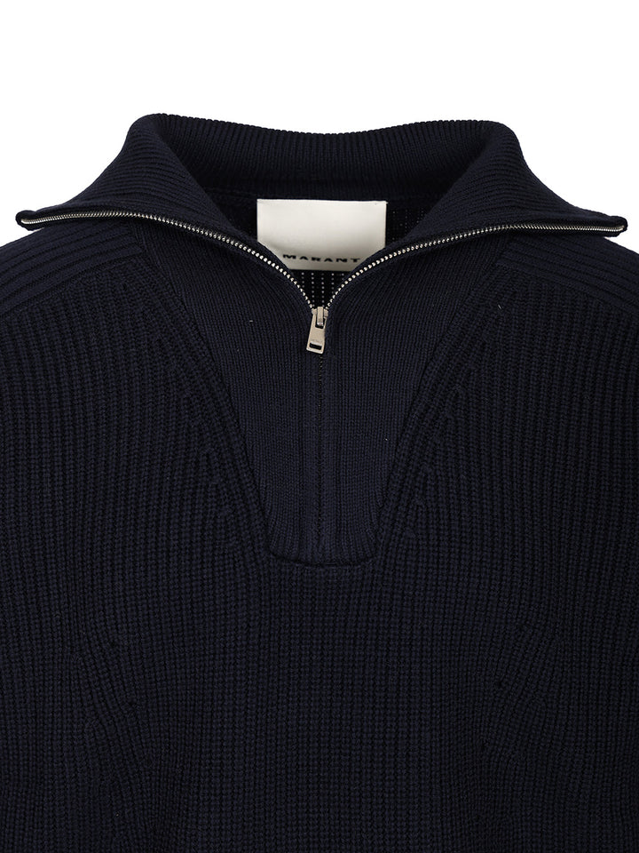 Marant Benny Zip-Up Turtleneck Sweater Polo shirt - Blue | 282560468f5f8bde62f03a9b8fe8e98ca75d82e3