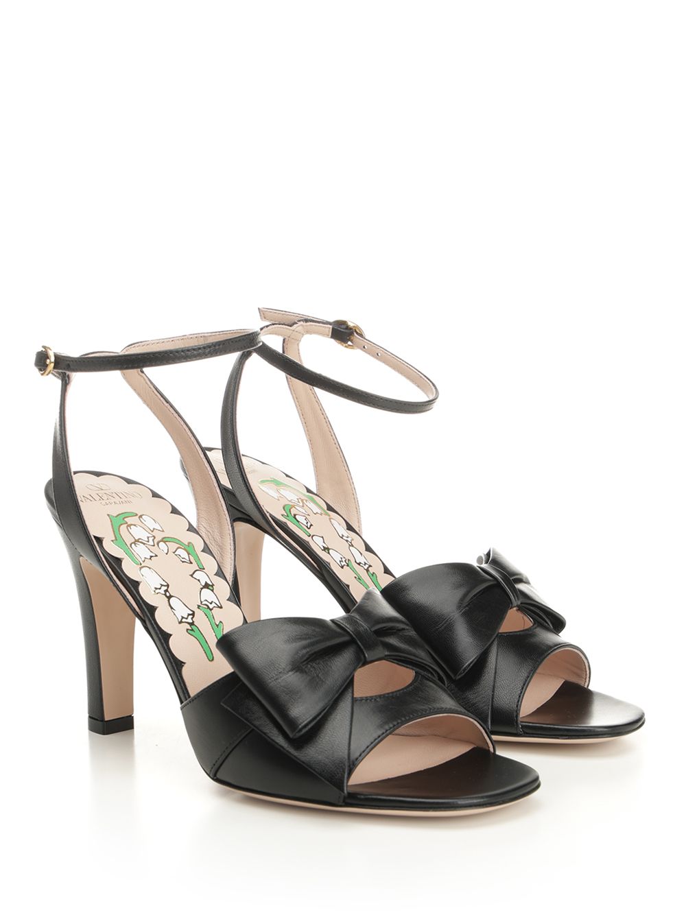 Valentino Garavani Bowow Kidskin Sandal Sandals - Black | a05f5bfb7abc7625d94231abf81169b6d472536a