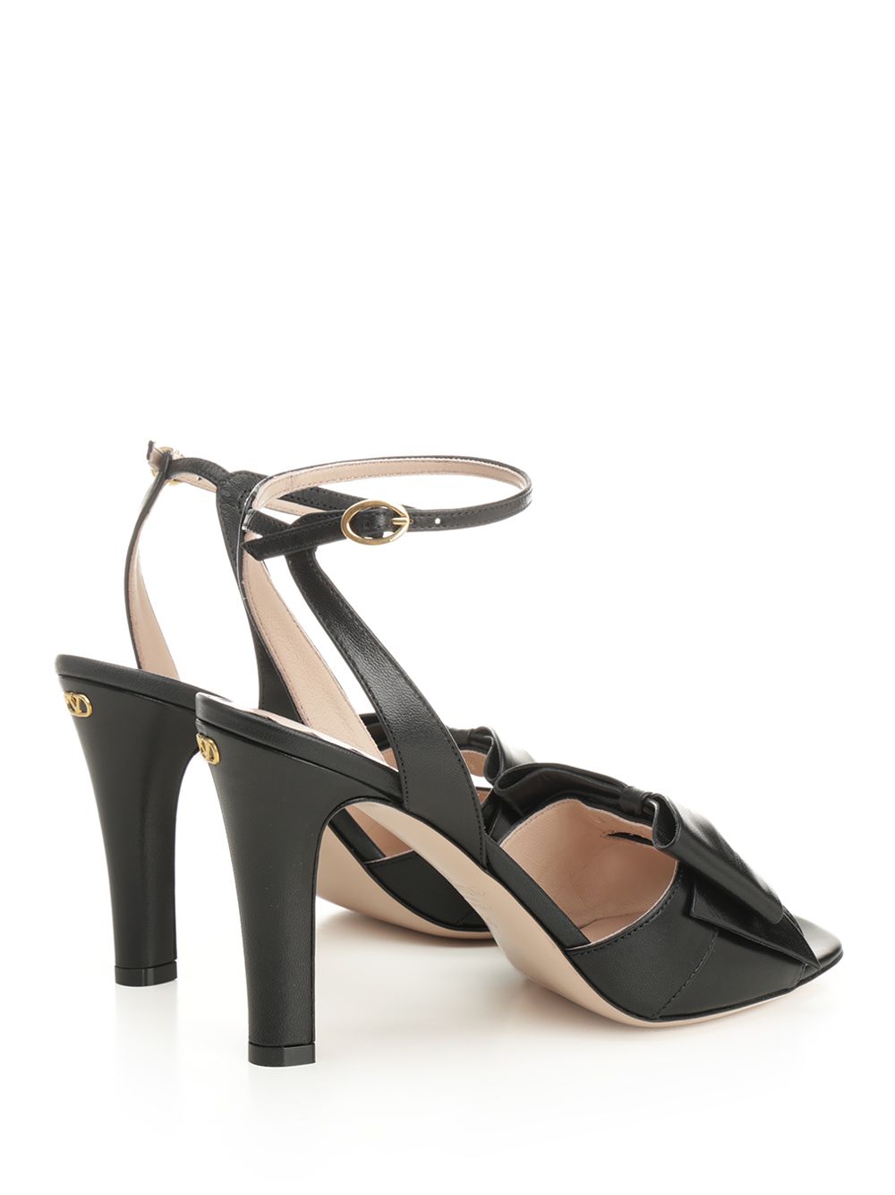 Valentino Garavani Bowow Kidskin Sandal Sandals - Black | bbe44223751a8904f8c19663f73f763b39cc20cc