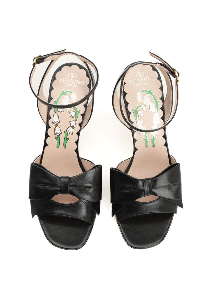 Valentino Garavani Bowow Kidskin Sandal Sandals - Black | 2b927fb0cba1305811e57db11fc95a10f2bd3d94