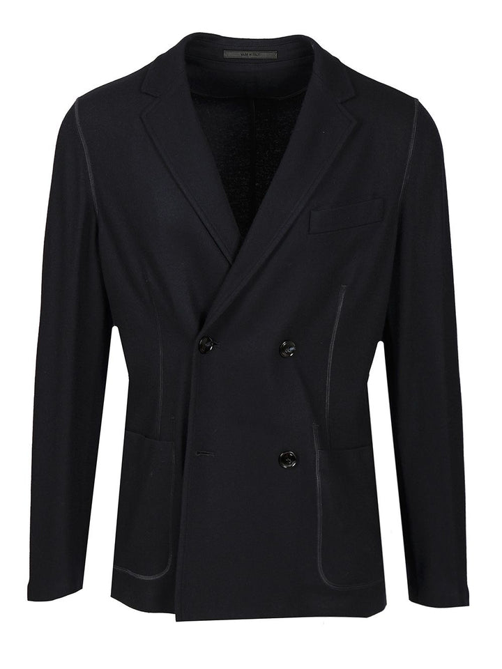 Giorgio Armani Blazer In Cashmere Knitwear - Blue | 0153ea03c95ebce91020bc4a2cc6faeae7327cba
