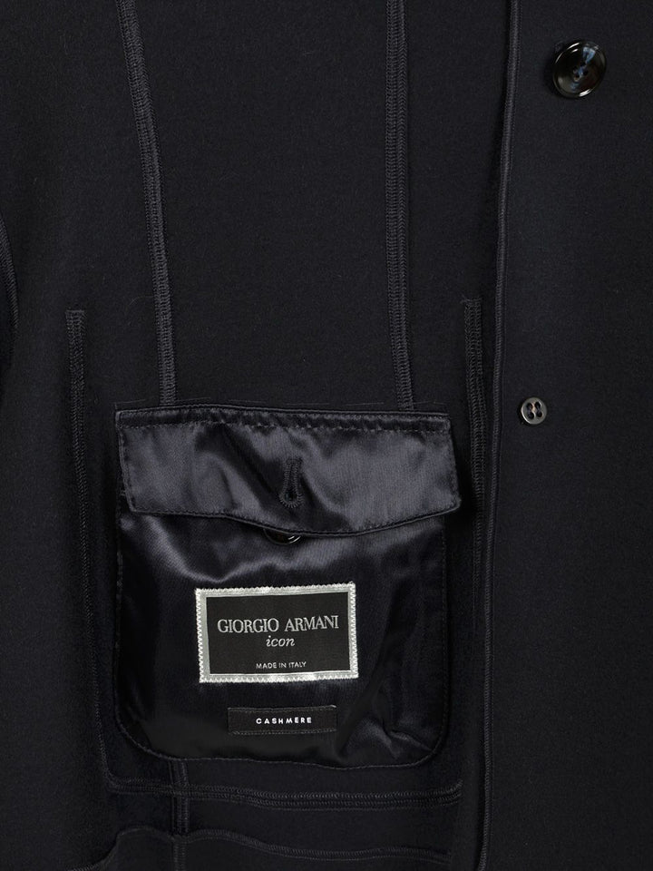 Giorgio Armani Blazer In Cashmere Knitwear - Blue | dd30fcfb5d5a5a2f20be6ee3525cbb67be5798f0