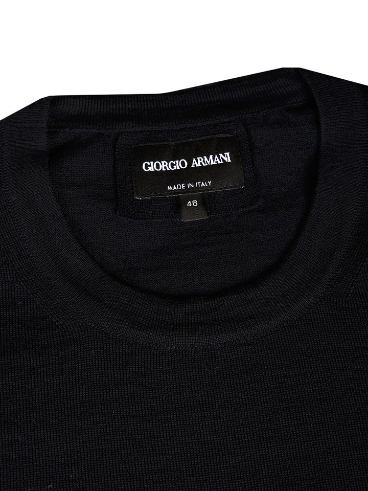 Giorgio Armani Crew Neck Wool Sweater Knitwear - Blue | 4020f668d5bd5a0c346ae7343ed3885165040462