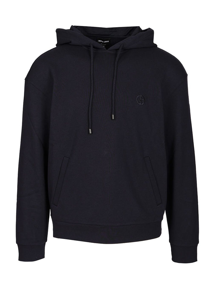 Giorgio Armani Cashmere And Cotton Hooded Sweater Sweatshirts - Blue | ad3739d24df62577cf47f23b74d1d1c346c19c03