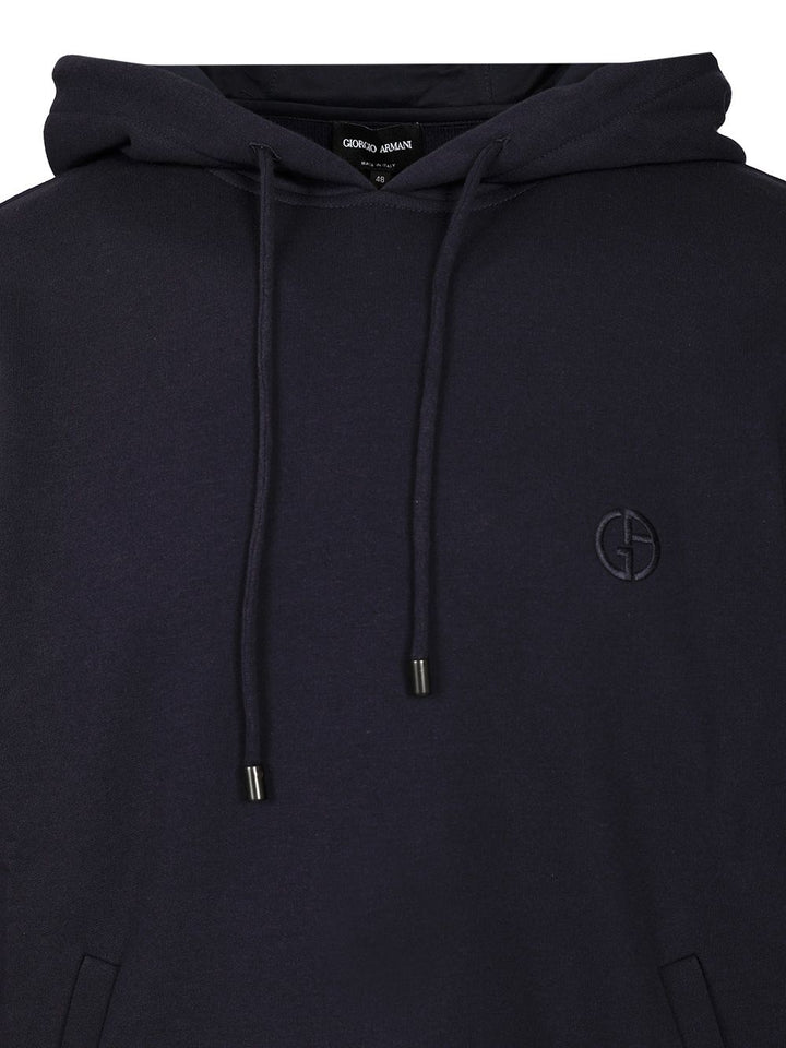 Giorgio Armani Cashmere And Cotton Hooded Sweater Sweatshirts - Blue | e00455e731c101bf393f7b6b583ffee3baa54ddb