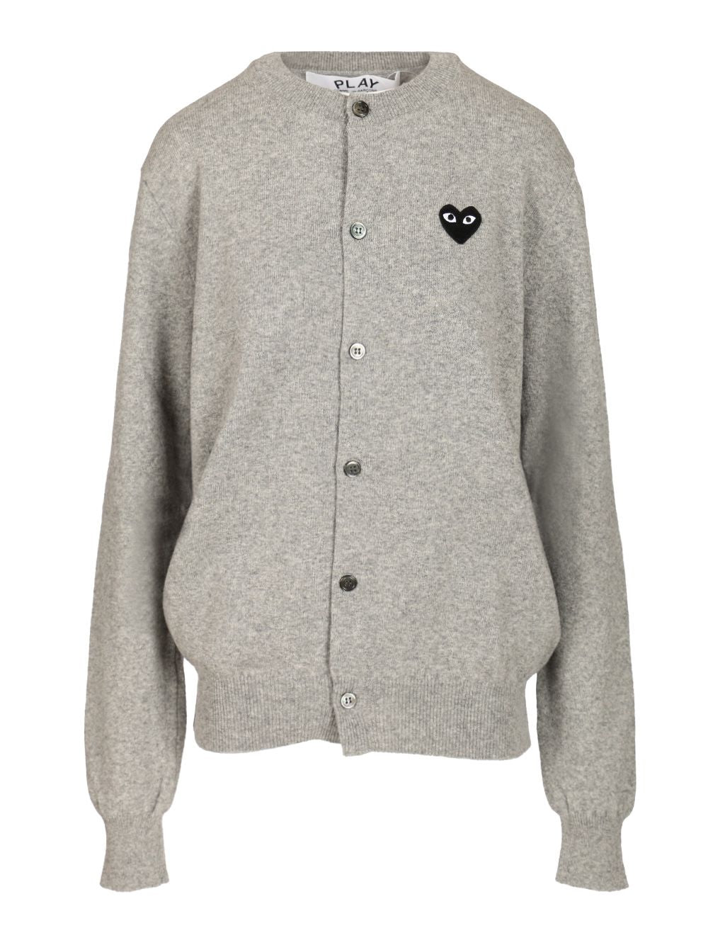 Comme Des Garcons Play Wool Cardigan Knitwear - Grey | 96353b1dbf45d216fa40485fa43ae860cfbd2ce0