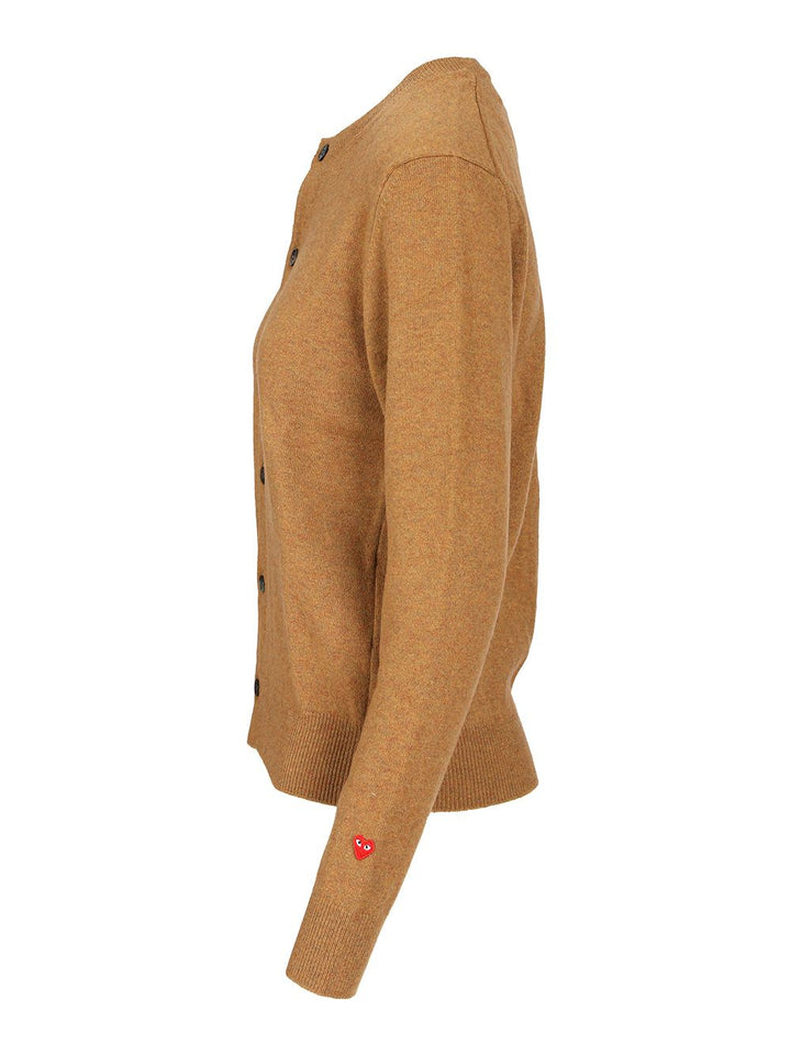 Comme Des Garcons Play Wool Cardigan Knitwear - Beige | aeb47e861c5d219809cc75defbf83e398d3c1322