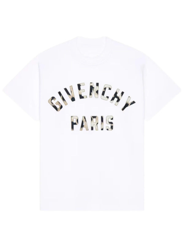 New T-Shirt In Cotton With Givenchy Paris Embroidery