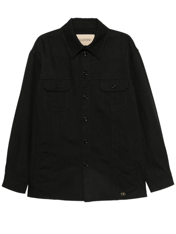 Valentino Cotton Gabardine Shirt Jacket With Vlogo