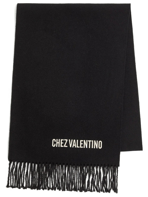 Wool Scarf With Vlogo Embroidery
