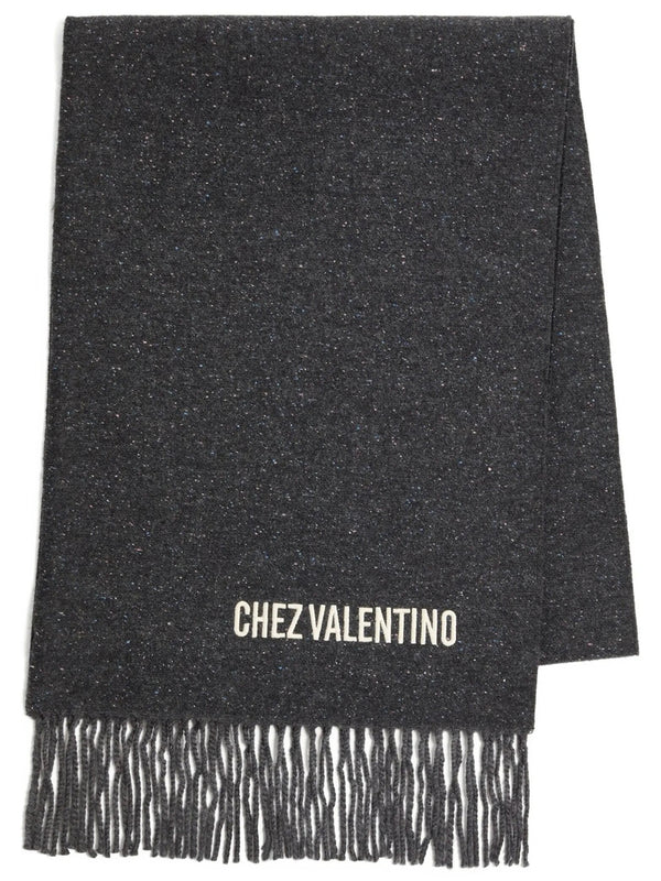 Wool Scarf With Vlogo Embroidery