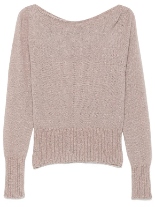 Long Sleeve Boat Neck Knit With Tom Ford Metal Plaque