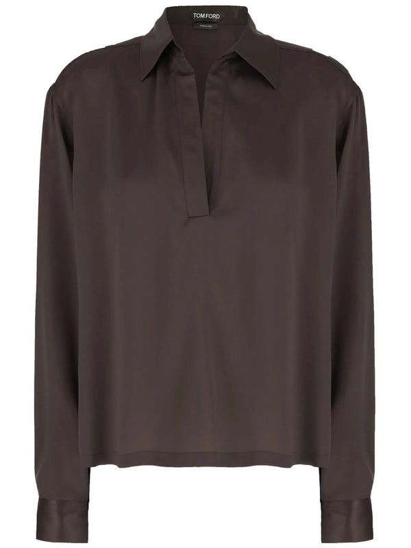 Peach-Feel Silk Satin Polo