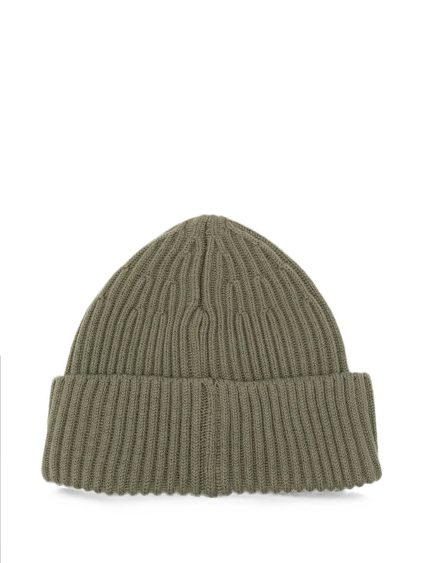 Ribbed Wool Beanie With Compass Patch