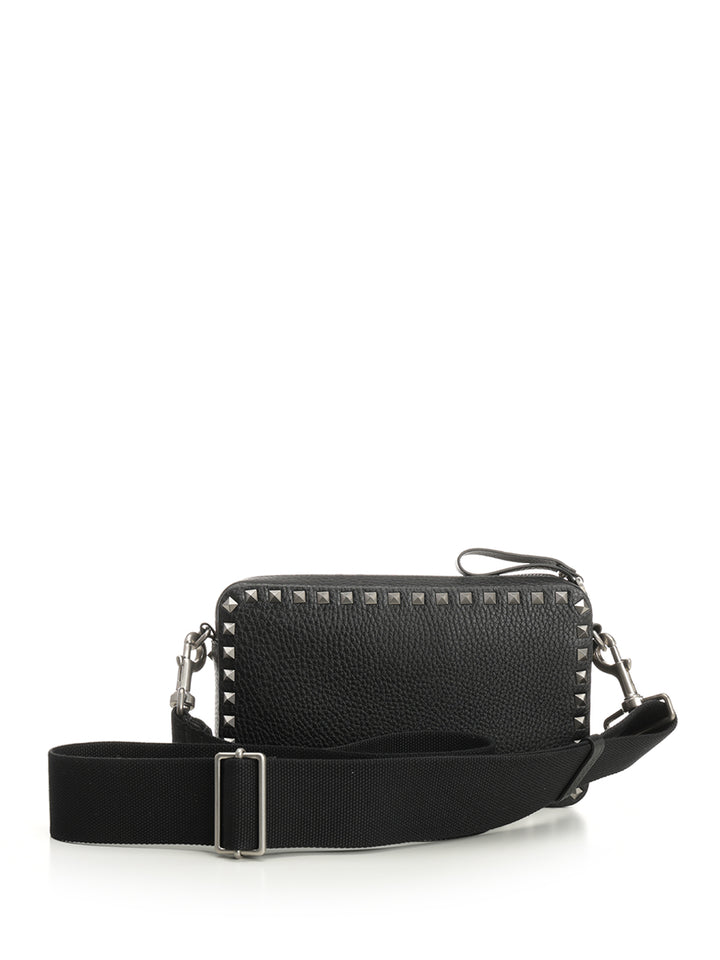 Valentino Garavani Rockstud Leather Shoulder Bag Crossbody Bags - Black | 87439a1dc931e65f5849cf76121f8fc53ebee5ba