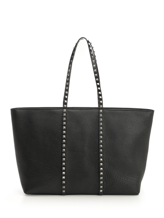 Rockstud Leather Tote Bag Shoulder Bags Black