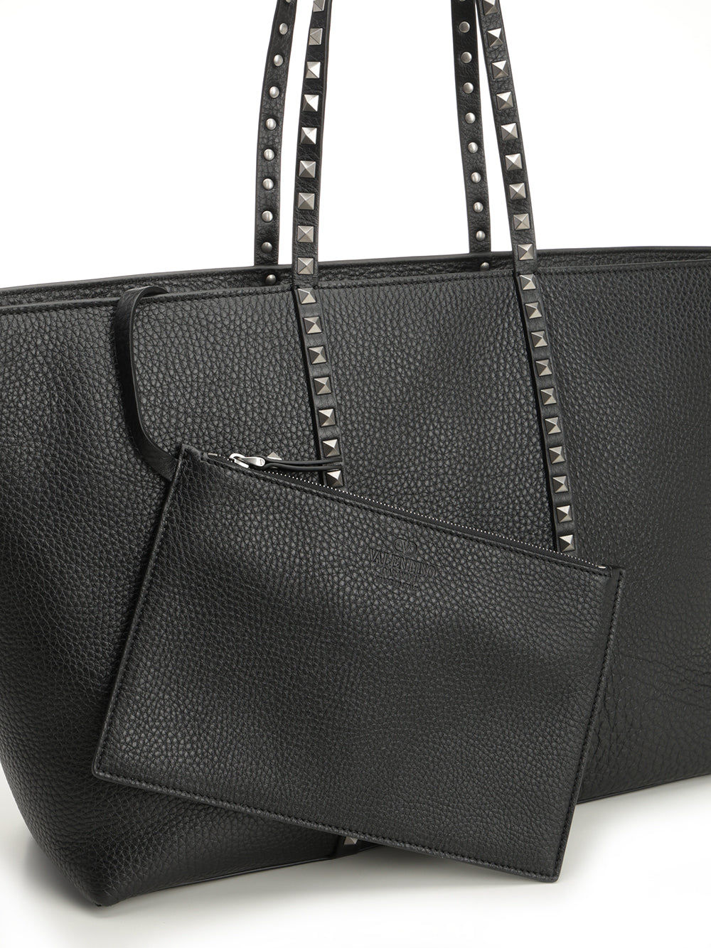 Valentino Garavani Rockstud Leather Tote Bag Shoulder Bags - Black | dc8d50fc203c089fa5c60dddc2e05400d82a4323