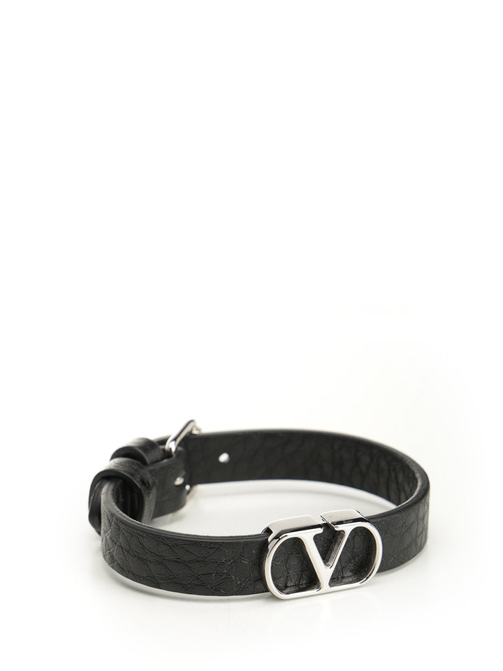 Valentino Garavani Vlogo Signature Leather Bracelet Jewelry - Black | 001883419dba4c80436a3e17375f4a242039847d