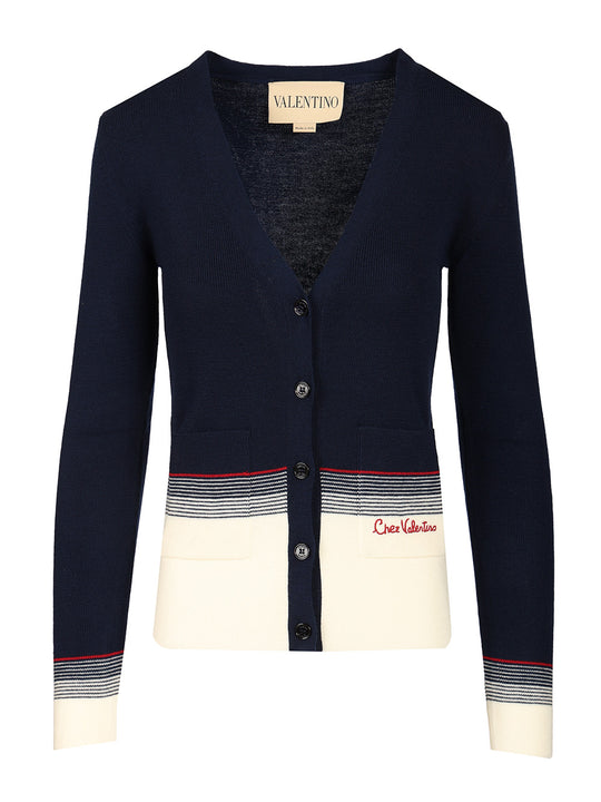 Chez Valentino Cardigan Knitwear Blue