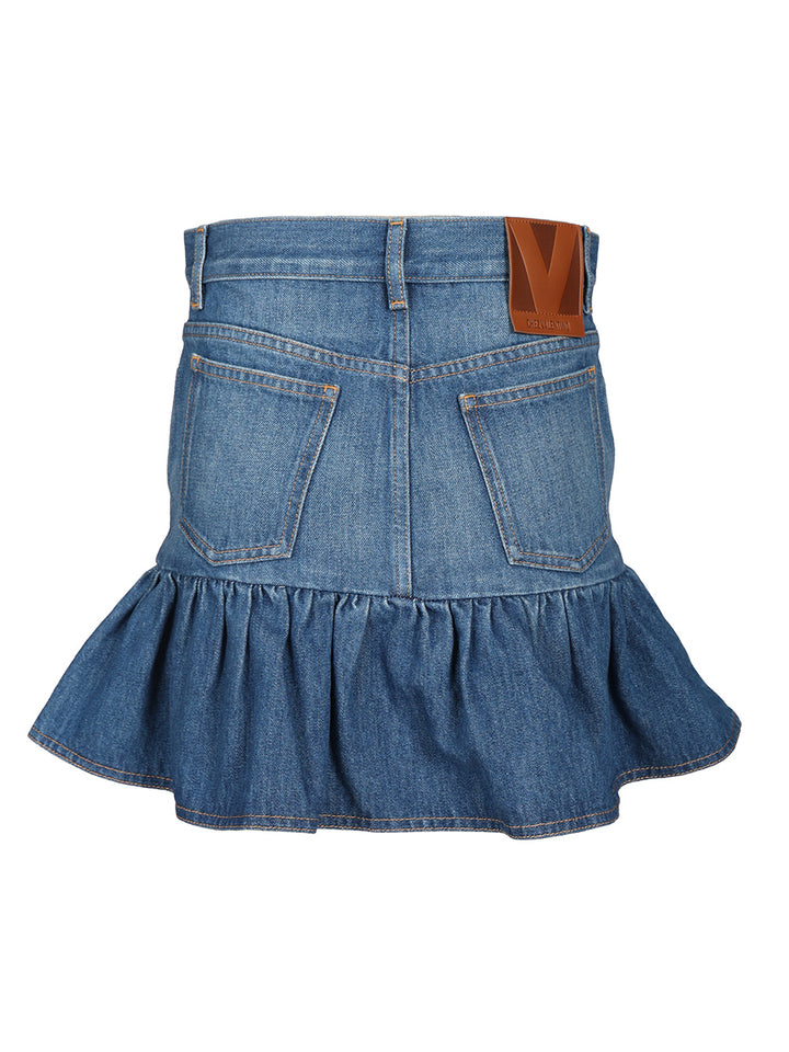 Valentino Garavani Denim Mini Skirt Skirts - Blue | f26f26f90df673a8b099954a8fd45d59d617a6a2